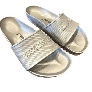 Birkenstock Silver Slide Sandals
